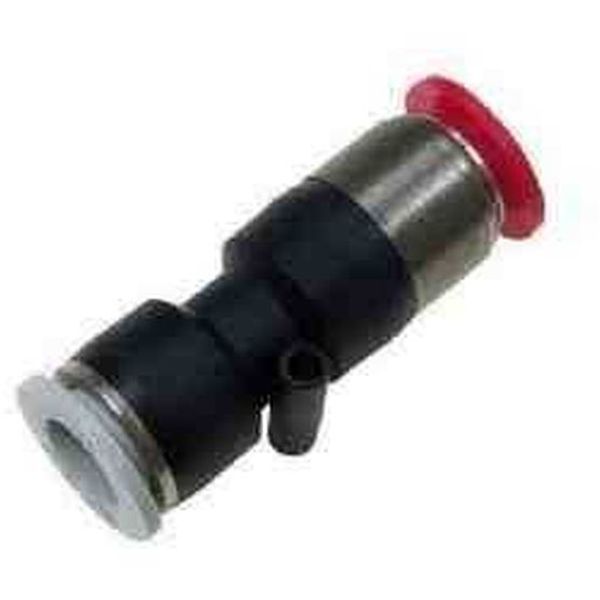 conexões para tubo 6mm, para tubos poliuretano ou Nylon, pressão de trabalho 10bar, temperatura de trabalho 0-60oC, materiais latão niquelado e polímero de engenharia, fluido ar / vácuo / água
