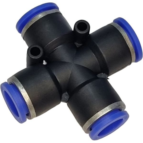 para tubo diâmetro 12mm, para tubos poliuretano ou nylon,  fluido ar / vácuo / água, anel de desengate azul
