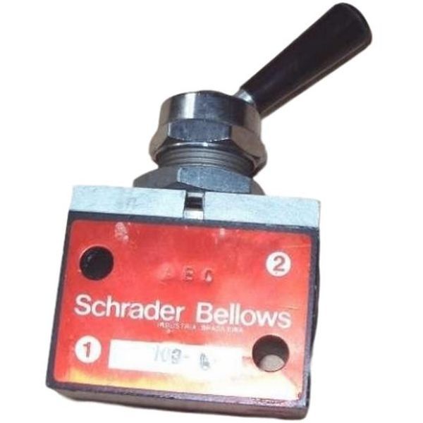 3 vias / 2 posições, conexão rosca 3/8NPT, acionamento alavanca / trava, fluido ar / gases inertes, corpo alumínio, vedações Buna-N