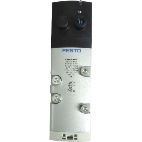 5/2 vias, monoestável, montagem manifold, conexão elétrica com conector central DIN, ISO 15407-1