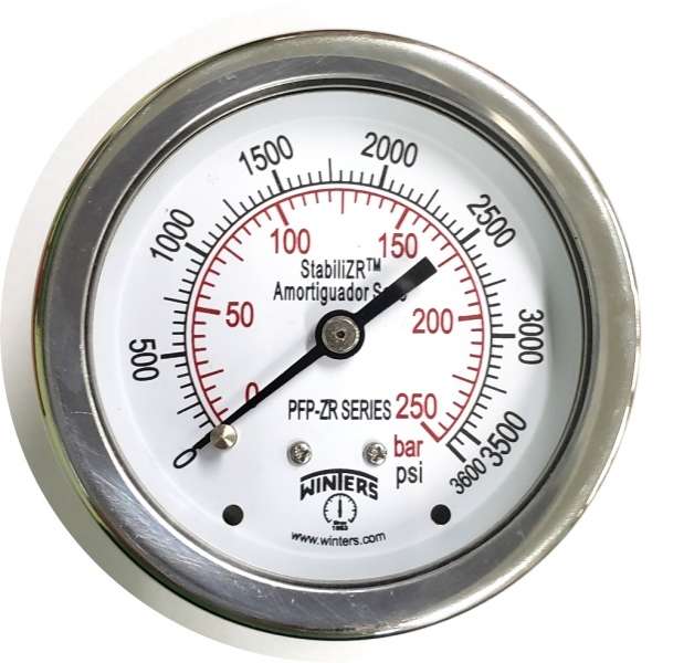 saída traseira, conexão 1/4NPT, com StabiliZR, mostrador 63mm, caixa aço inoxidável