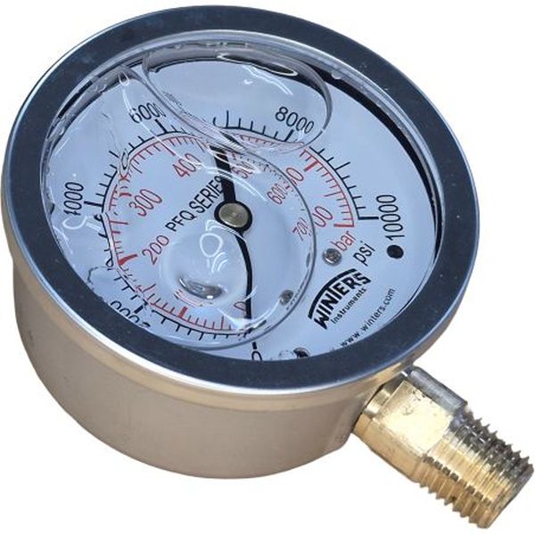 saída por baixo, conexão 1/4NPT, com glicerina, mostrador 63mm, caixa aço inoxidável
