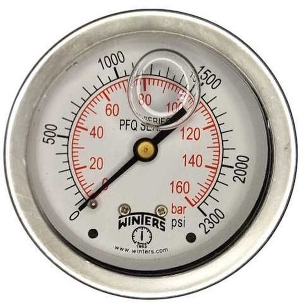 saída traseira, conexão 1/4NPT, com glicerina, mostrador 63mm, caixa aço inoxidável