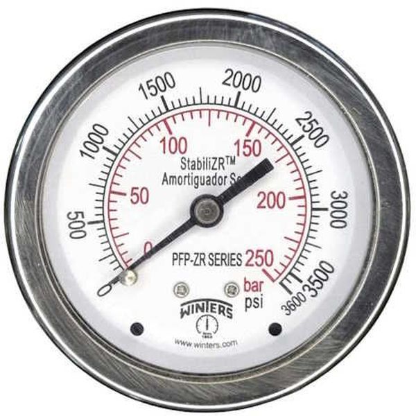 saída traseira, conexão 1/4NPT, com StabiliZR, mostrador 63mm, total inoxidável