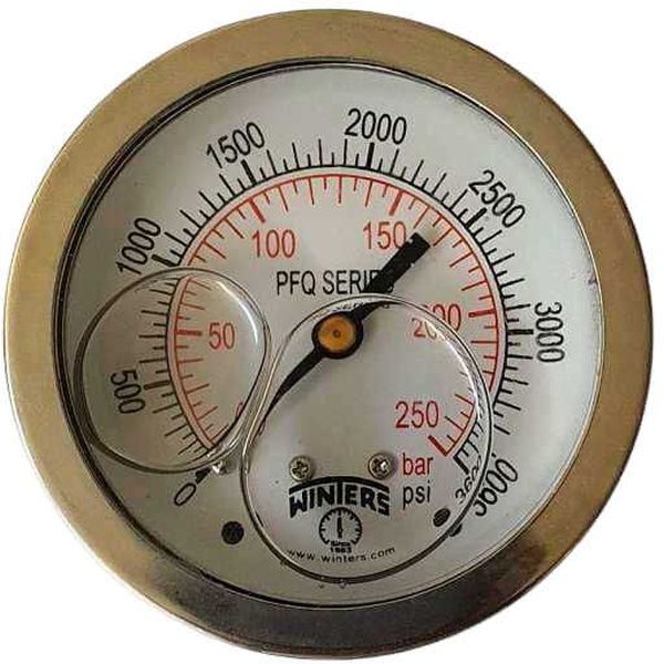 saída por baixo, conexão 1/4NPT, com glicerina, mostrador 63mm, caixa aço inoxidável