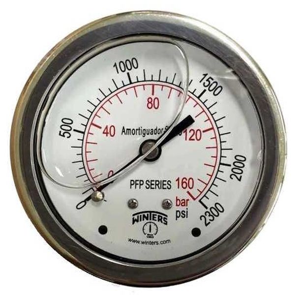 saída traseira, conexão 1/4NPT, com glicerina, mostrador 63mm, total inoxidável