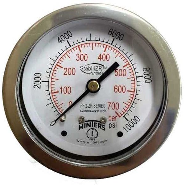 saída por trás, conexão 1/4NPT, com StabiliZR , mostrador 63mm, caixa aço inoxidável