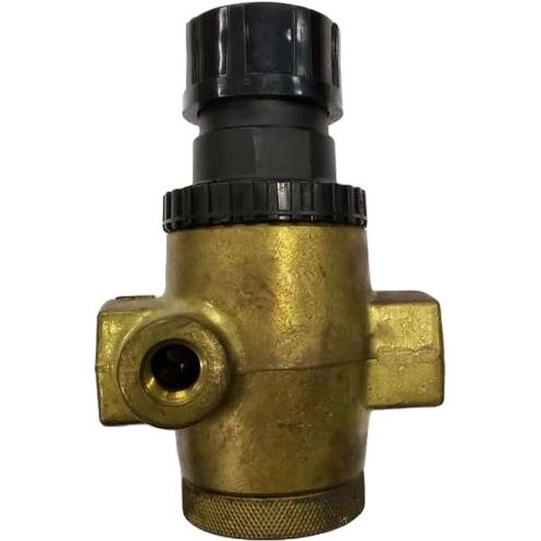 conexão rosca 1/2NPT, entrada 400PSI/28BAR, saída 125PSI/9BAR, corpo latão, vedações NBF, fluido água / gás comprimido / gases neutros

