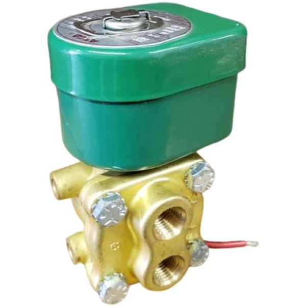 Série 8342 (342-S), porta nptf, função 4/2 vias, alta vazão, estilo deslizante, operação comando direto solenóide, montagem em qualquer posição,  fluido ar / gases neutros / óleo leve / água, corpo latão, vedações NBT