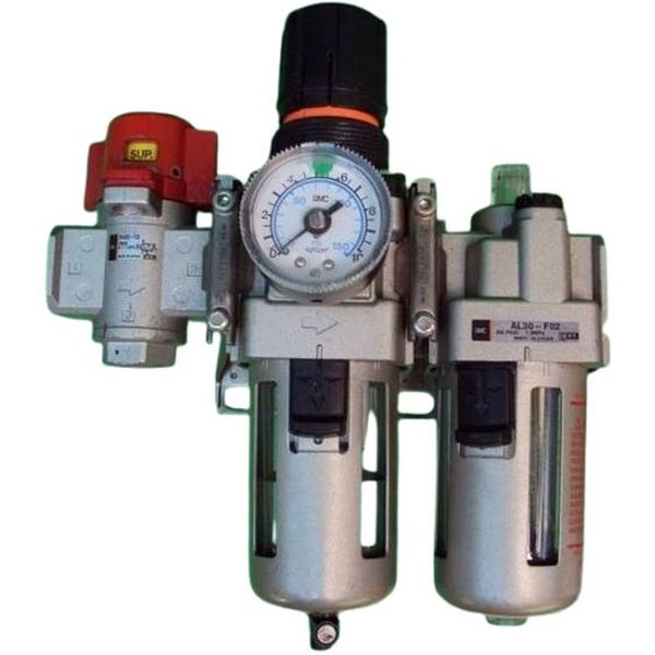 tamanho do corpo 30, conexão 3/8, vazão 4500 Nl/min, volume do copo 50cm3, sistema modular, abastecimento de óleo sem eliminar a pressão da rede