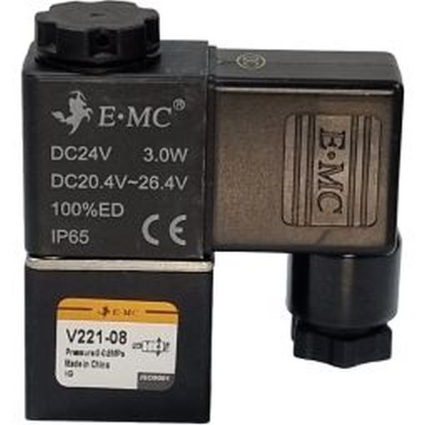2/2 vias, conexão 1/4, orifício 2mm, meio de trabalho ar / água / óleo, controle simples, pressão máxima 1.2MPa
