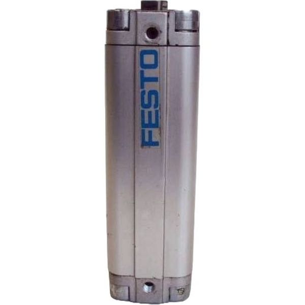cilindro compacto, antigiro com haste quadrada, diâmetro 20mm, curso 80mm, anéis/placas de amortecimento elástico nas posições finais de curso, detecção de posição