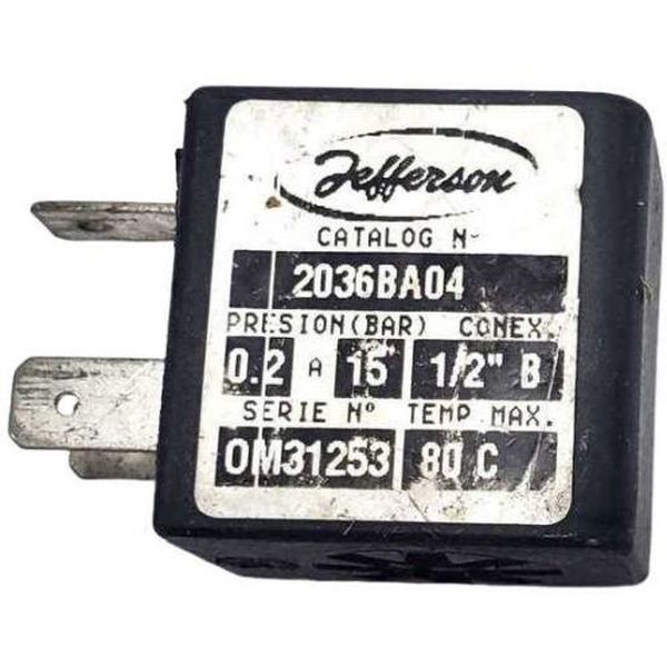 para válvula 2036BA04, tensão 220V, 50/60Hz, potência 6W, quadrada, temperatura máxima 155oC, ligação elétrica 3 pinos