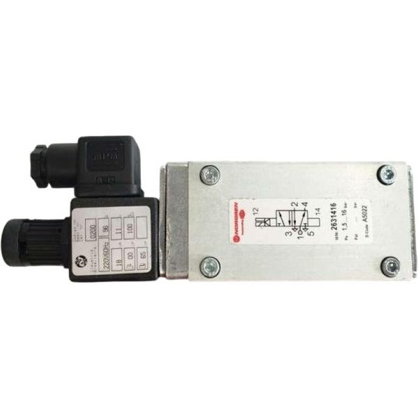 válvula com simples solenoide 220V , 5/2 vias, corpo metálico