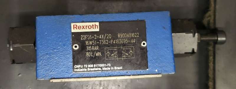 válvula tipo placa intermediária, tamanho 6, elemento de ajuste parafuso, pressão máxima de trabalho 315bar, vazão máxima 80l/min, fluido óleo mineral