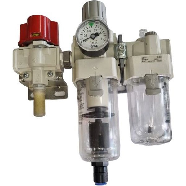 tamanho do corpo 40, conexão 1/2, vazão 6400 Nl/min, volume do copo 130cm3, sistema modular, abastecimento de óleo sem eliminar a pressão da rede