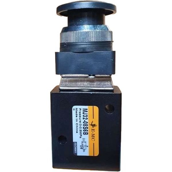 3/2 vias, conexão 1/4, acionamentão botão cogumelo preto, retorno mola