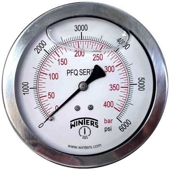 saída traseira, conexão 1/4NPT, com glicerina, mostrador 100mm, total inoxidável