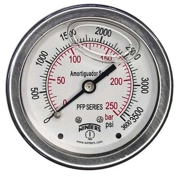 saída traseira, conexão 1/4NPT, com glicerina, mostrador 63mm, total  inoxidável