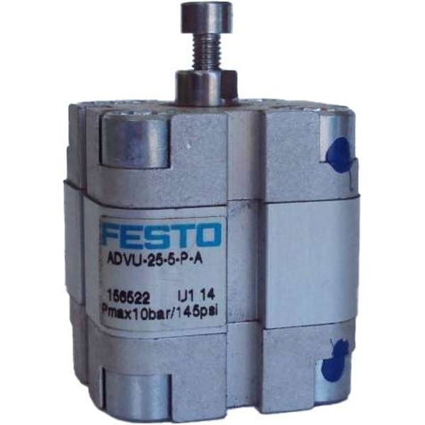 cilindro compacto, diâmetro 25mm, curso 5mm, anéis/placas de amortecimento elástico nas posições finais de curso, detecção de posição