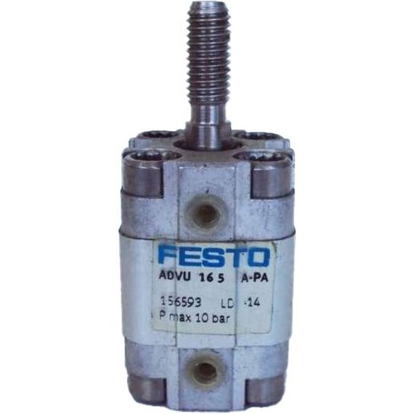 cilindro compacto, diâmetro 16mm, curso 5mm, rosca externa, anéis/placas de amortecimento elástico nas posições finais de curso, detecção de posição