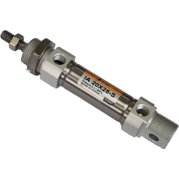 diâmetro 20mm, curso 25mm, conexão rosca G1/8, êmbolo magnético, dupla ação, amortecimento elástico fluido ar limpo