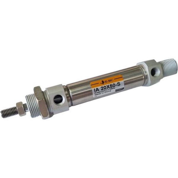 diâmetro 20mm, curso 50mm, conexão rosca G1/8, êmbolo magnético, dupla ação, amortecimento elástico fluido ar limpo