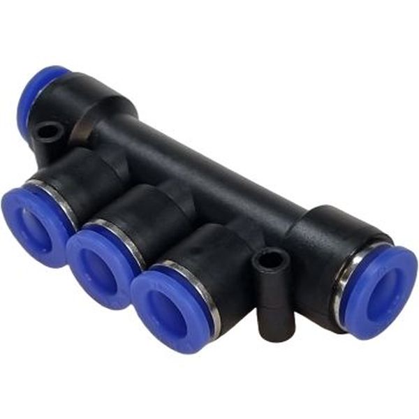 1 entrada para tubos de 10mm, 4 saídas para tubos de 10mm