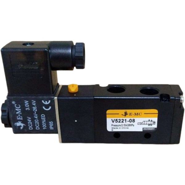 5/2 vias, conexão 1/4, acionamento solenóide, 24VDC, controle simples, pressão máxima 1.2MPa