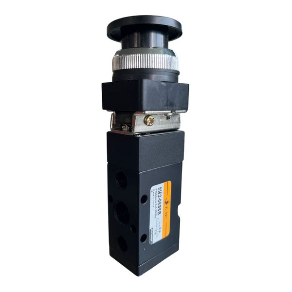 5/2 vias, conexão 1/4, acionamento botão preto, pressão de trabalho 0~0.8MPa, temperatura de trabalho -5~80oC
